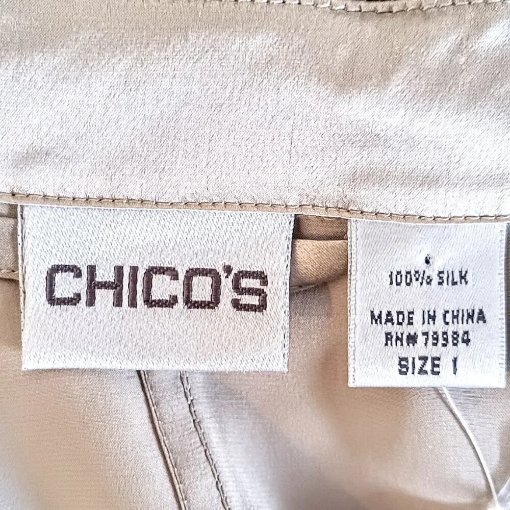 Chico's Manillo Smokey Pearl Silk Charmeuse Jacket NWT